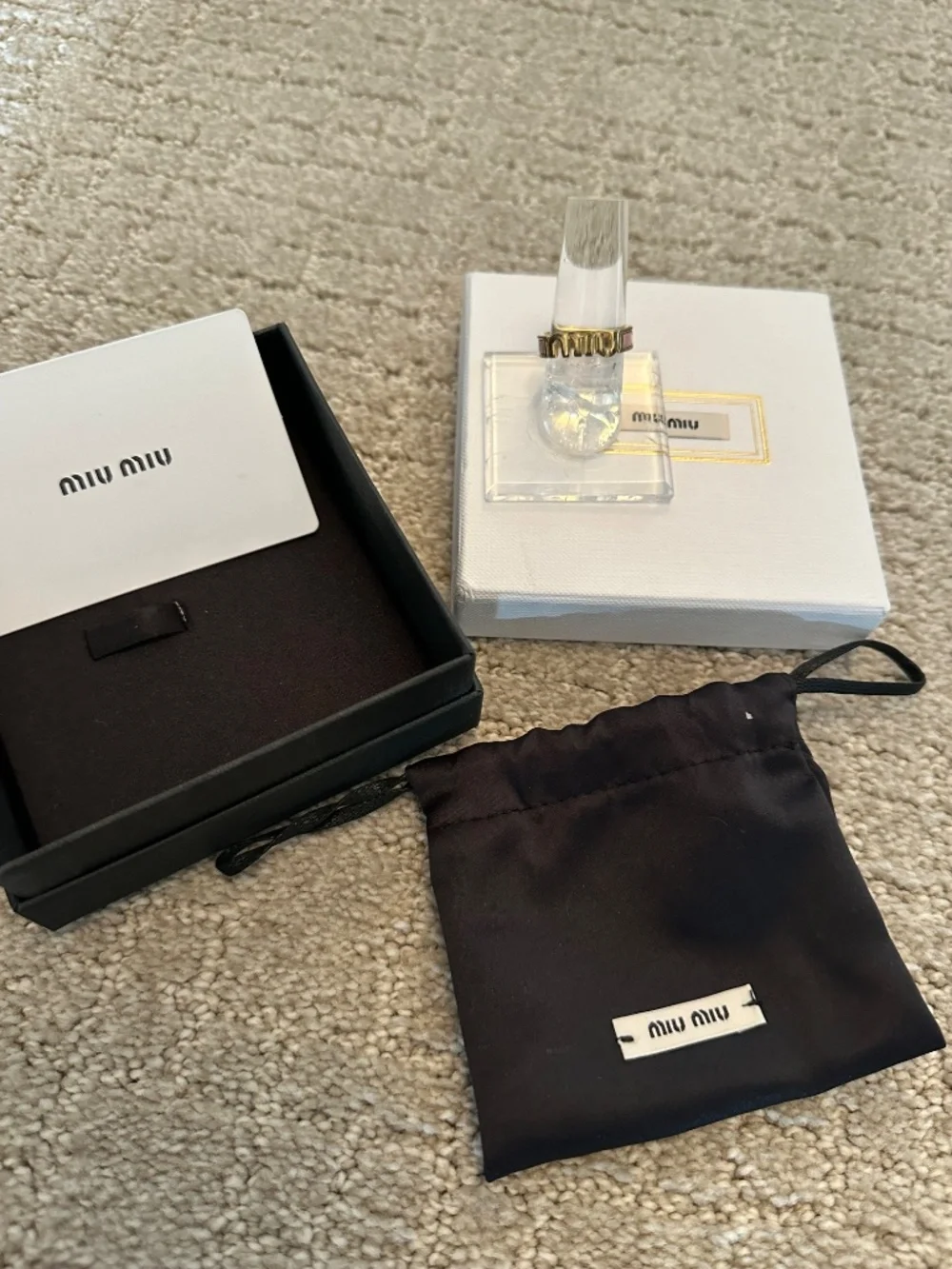 Miu Miu Pink Enamel & Gold Ring 100% Authentic